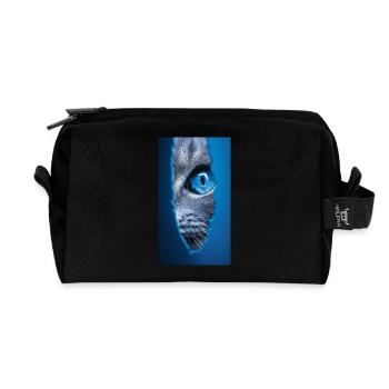 Cat - Recycled Toiletry Zip Bag - black - Front