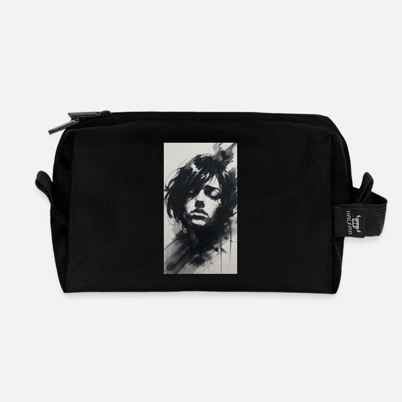 Spukende Tinte & Kohle Emotion - Recycelte Kulturtasche - Schwarz