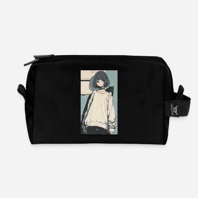 SWS ANIME - Recycled Toiletry Zip Bag - black