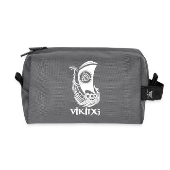 White Viking Ship - Recycled Toiletry Zip Bag - anthracite - Front