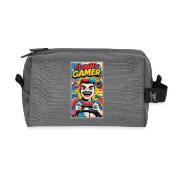 conception de dessin animé de joueur drôle - Trousse de toilette en tissu recyclé - anthracite - Devant