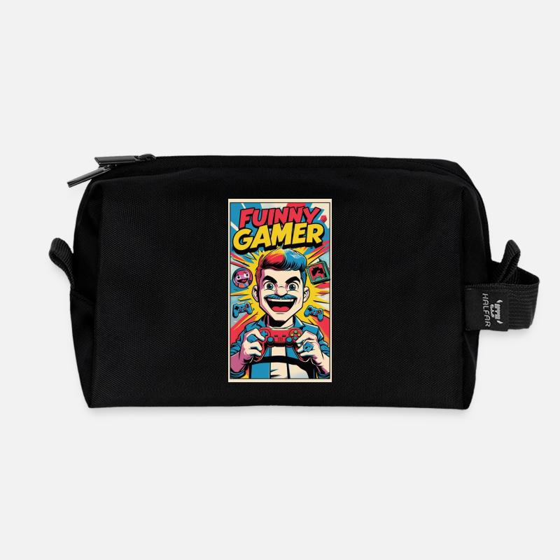 Lustiger Gamer Cartoon Design - Recycelte Kulturtasche - Schwarz