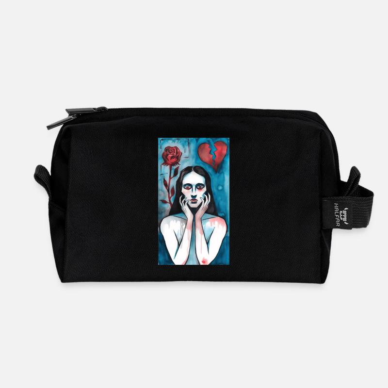Gebrochene Liebe, trauernde dame - Recycelte Kulturtasche - Schwarz