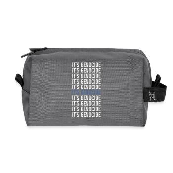 Typographic Phrase Repeated Genocide - Recycled Toiletry Zip Bag - anthracite - Front