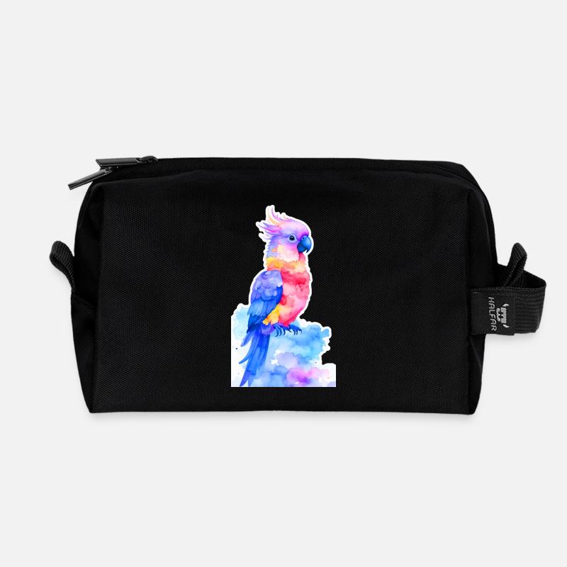 Kunterbunter Fantasie-Kakadu - Recycelte Kulturtasche - Schwarz