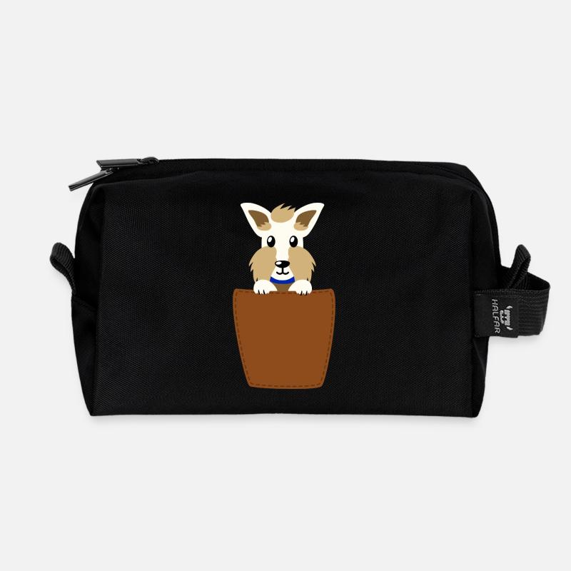 Schnauzer dans la poche poitrine - Trousse de toilette en tissu recyclé - noir