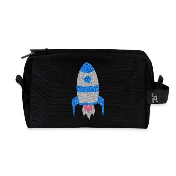 Blaue Silber-Glitzer-Weltraumrakete - Recycelte Kulturtasche - Schwarz - Vorne