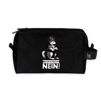 Before you ask Husky Huskies Husky Owners - Recycled Toiletry Zip Bag - black - Front