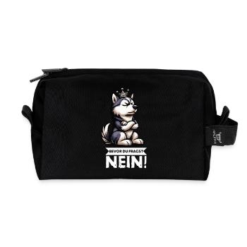 Before you ask Husky Huskies Husky Owners - Recycled Toiletry Zip Bag - black - Front