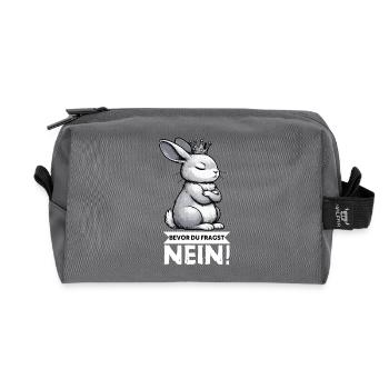 Before you ask: no, rabbit, bunny, bunny, long-eared - Recycled Toiletry Zip Bag - anthracite - Front