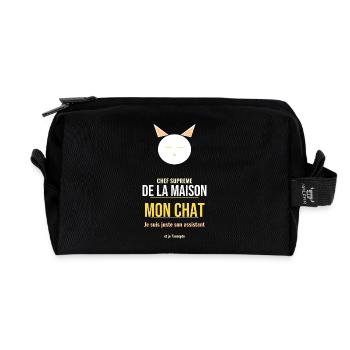 Mon Chat Chef De La Maison Humour Felin Maître - Trousse de toilette en tissu recyclé - noir - Devant