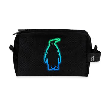 Penguins Boys Men Kids Penguin - Recycled Toiletry Zip Bag - black - Front