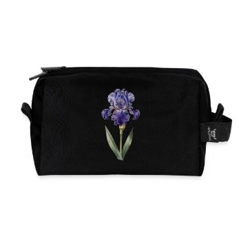 Purple iris on delicate stem - Recycled Toiletry Zip Bag - black - Front
