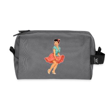 Vintage Rockabella Pin-up Girl – Retro 50s Art - Recycled Toiletry Zip Bag - anthracite - Front