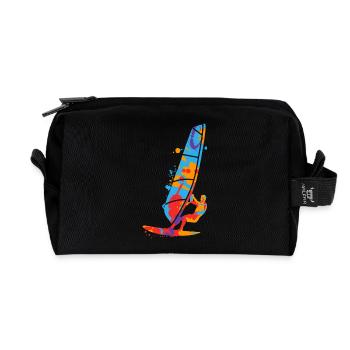 Windsurfen bunt Windsurfer Kinder Jungen Windsurf - Recycelte Kulturtasche - Schwarz - Vorne