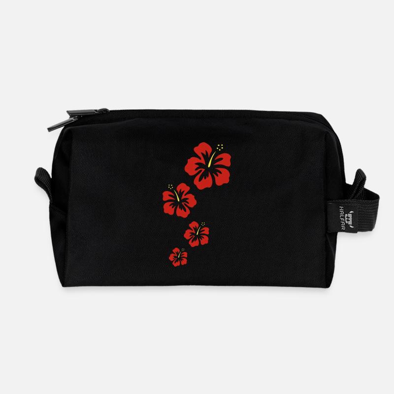 hibiskus - Recycelte Kulturtasche - Schwarz
