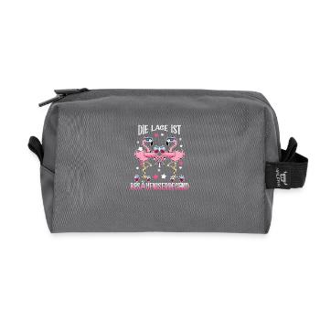 Flamants roses ivres - Trousse de toilette en tissu recyclé - anthracite - Devant