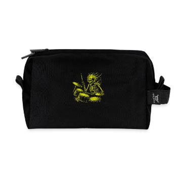 Drummer Skull Skelett am Drumset - Recycelte Kulturtasche - Schwarz - Vorne