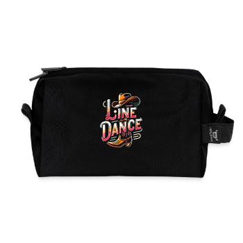 Farbenfrohes Line Dance Design mit Cowboyhut - Recycelte Kulturtasche - Schwarz - Vorne