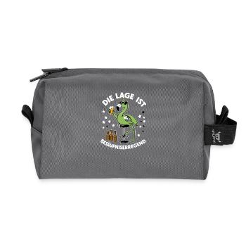 Drôle de flamant rose vert - Trousse de toilette en tissu recyclé - anthracite - Devant