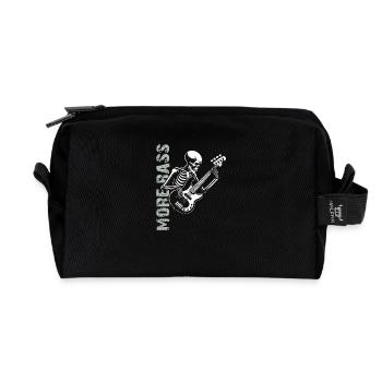 More Bass - Skeleton with Bass Guitar - Recycled Toiletry Zip Bag - black - Front