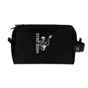 More Bass - Skeleton with Bass Guitar - Recycled Toiletry Zip Bag - black - Front