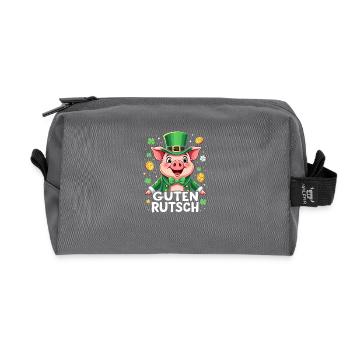 Guten Rutsch Silvester Neujahr Glücksschwein - Recycelte Kulturtasche - Anthrazit - Vorne