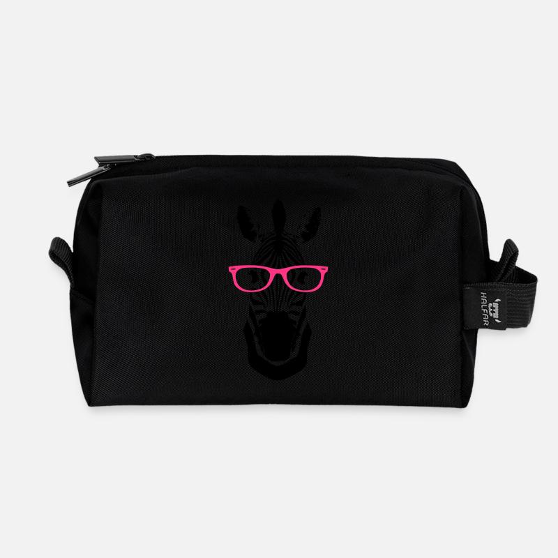 Zebra Brille Nerd - Recycelte Kulturtasche - Schwarz