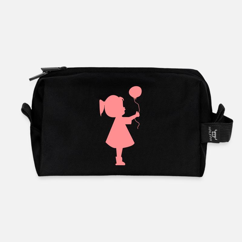 Mädchen mit Luftballon - Recycelte Kulturtasche - Schwarz