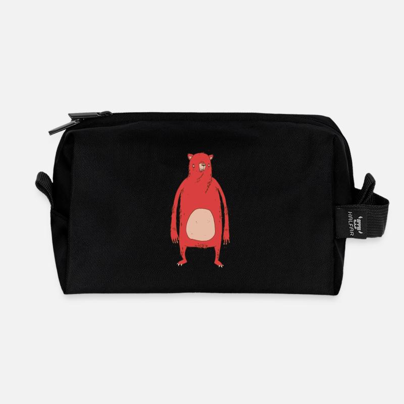 Red bear - Recycled Toiletry Zip Bag - black