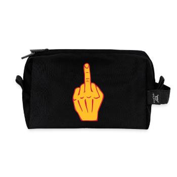 fuck middle finger insult provocation - Recycled Toiletry Zip Bag - black - Front