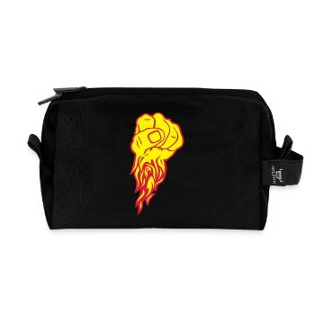 Fist flame fire close flamme finger fight - Recycled Toiletry Zip Bag - black - Front