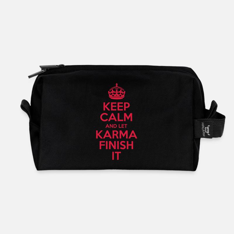 Keep Calm and Let Karma Finish It - Trousse de toilette en tissu recyclé - noir