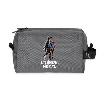 Cool Icelandic Horses Stallion Horse Fan Saying - Recycled Toiletry Zip Bag - anthracite - Front