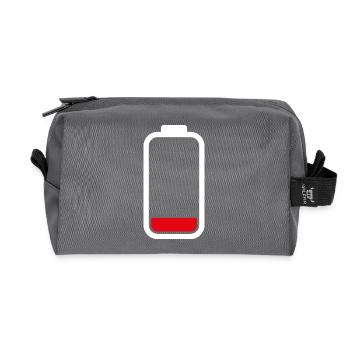 LOW BATTERY - White - Recycled Toiletry Zip Bag - anthracite - Front