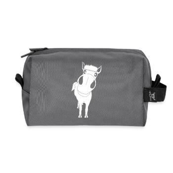 Close-up of a white horse - Recycled Toiletry Zip Bag - anthracite - Front