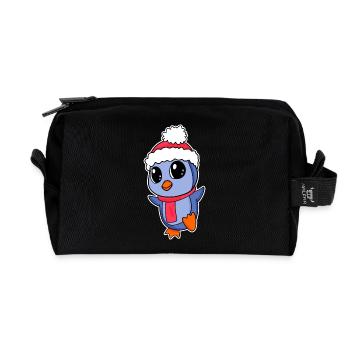 Pinguin Weihnachten - Recycelte Kulturtasche - Schwarz - Vorne