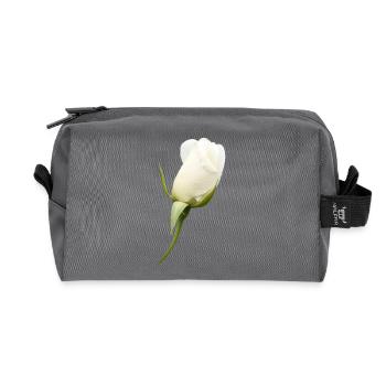 fleur blanche rose blanche - Trousse de toilette en tissu recyclé - anthracite - Devant
