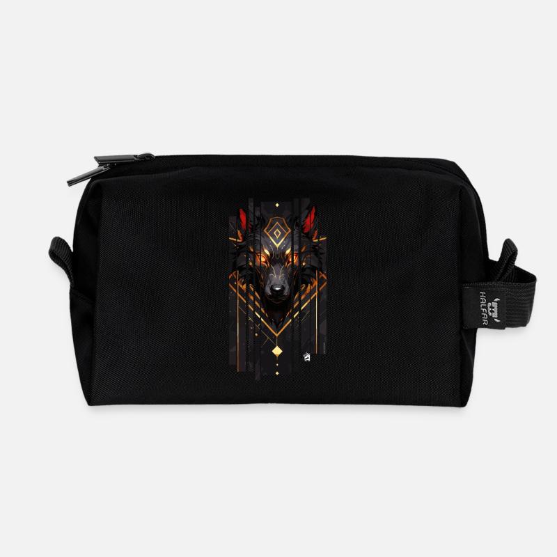 Goldener Wolf Cyborg - Recycelte Kulturtasche - Schwarz