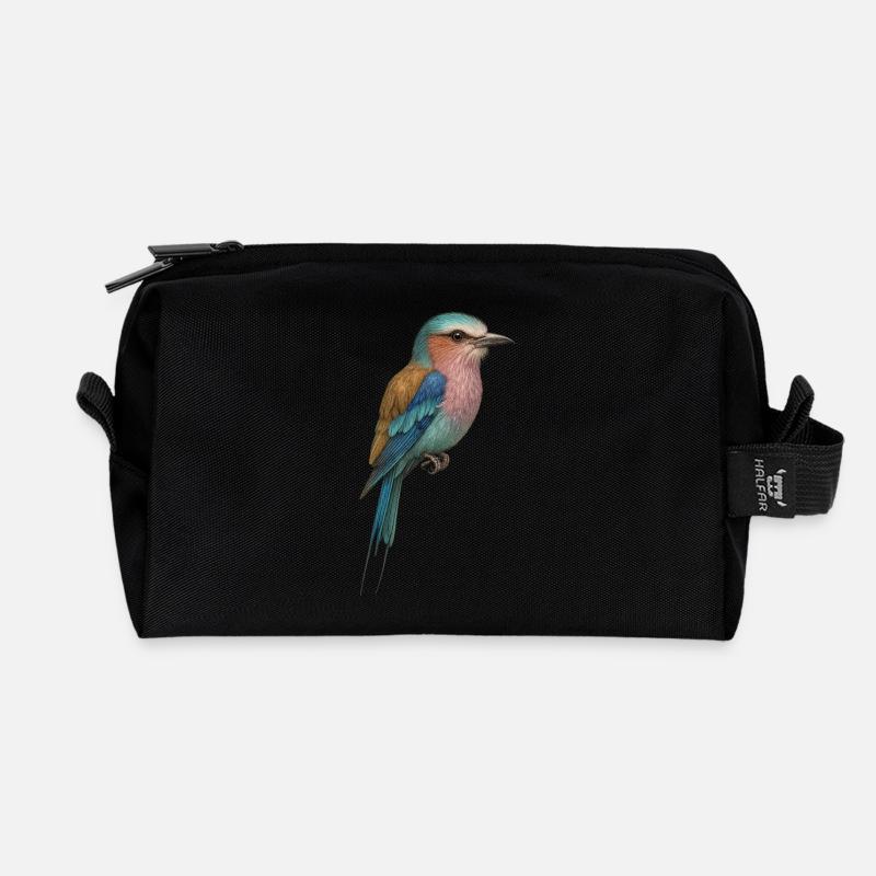 Lilac Bird – tropisch & traumhaft - Recycelte Kulturtasche - Schwarz