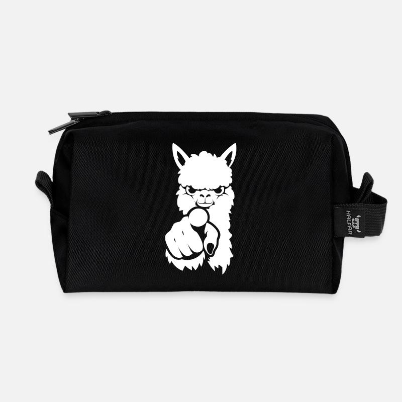 Alpaka zeigt auf dich – Silhouette - Recycelte Kulturtasche - Schwarz