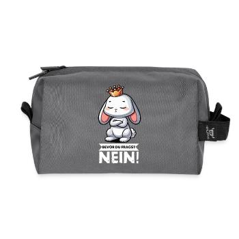 Before you ask: no, rabbit, bunny, bunny, long-eared - Recycled Toiletry Zip Bag - anthracite - Front