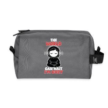 Cozy Zen Casque The World Can Wait - Trousse de toilette en tissu recyclé - anthracite - Devant
