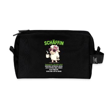 Schaf Spruch Schäffin Lustig Geschenkidee Schafe - Recycelte Kulturtasche - Schwarz - Vorne