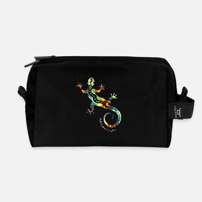 GECKO abstrakt bunt - Recycelte Kulturtasche - Schwarz