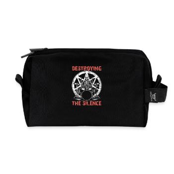Drummer Skull Skelett am Drumset - Recycelte Kulturtasche - Schwarz - Vorne