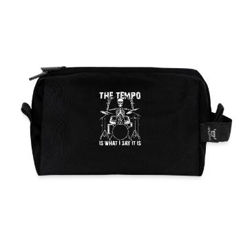Drummer Skull Skelett am Drumset - Recycelte Kulturtasche - Schwarz - Vorne