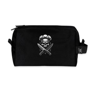 Skull mit Kochmütze und gekreuzten Küchenmessern - Recycelte Kulturtasche - Schwarz - Vorne