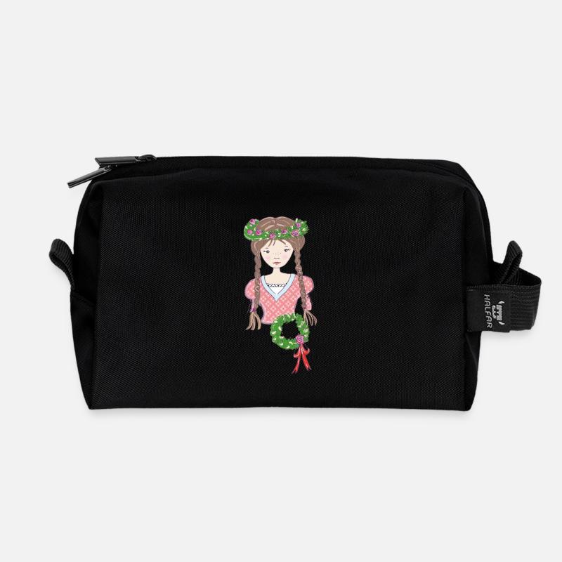 Mittelalter Blumenmädchen braun - Recycelte Kulturtasche - Schwarz
