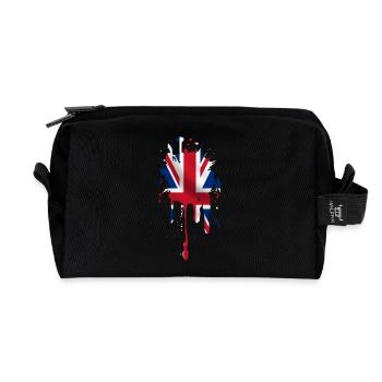 union jack - Recycled Toiletry Zip Bag - black - Front